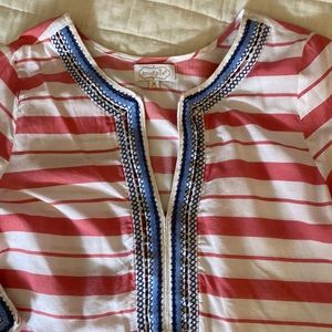 fun MUD PIE pool/beach COVERUP medium TUNIC 3/4 sleeve lightweight COTTON EC